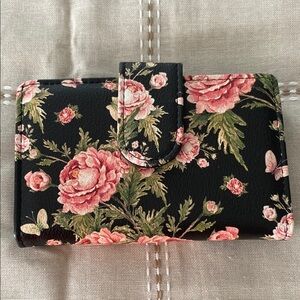 Elegant Black and Pink Floral Wallet